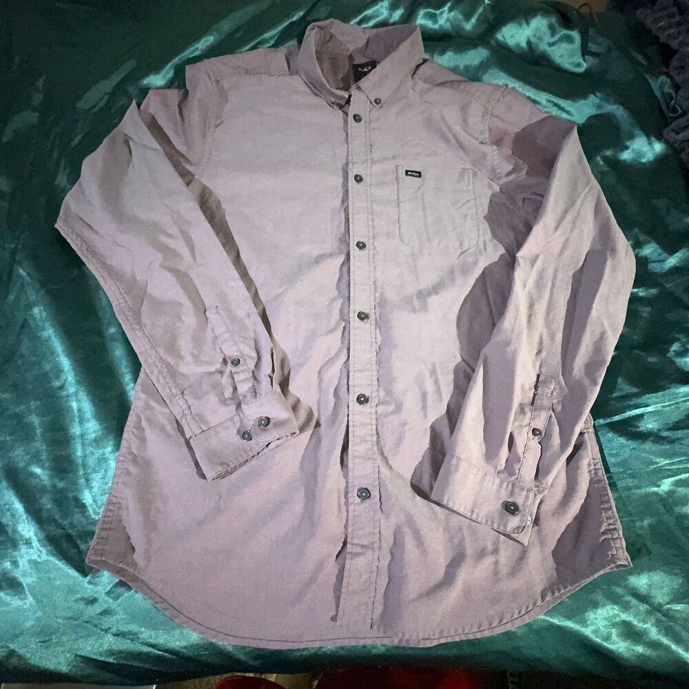 RVCA Slim Fit Oxford Button Down Shirt - Dusty Mauve L